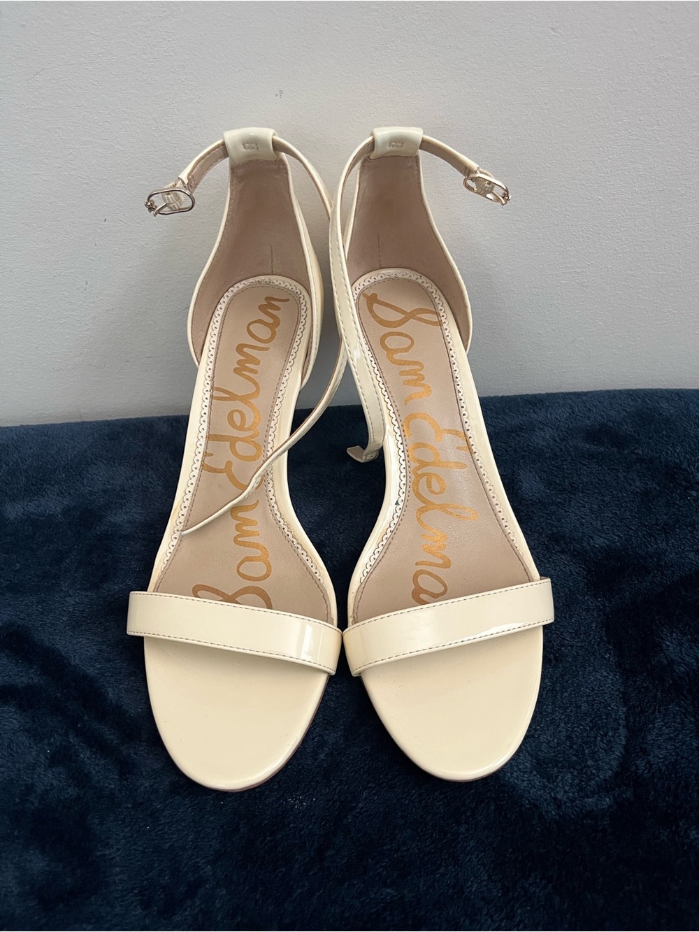 Sam Edelman Cream Ankle-Strap Heels - Picture 2 of 6